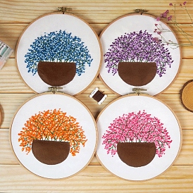 Gypsophila Pattern DIY Embroidery Kit, including Embroidery Needles & Thread, Cotton Linen Cloth