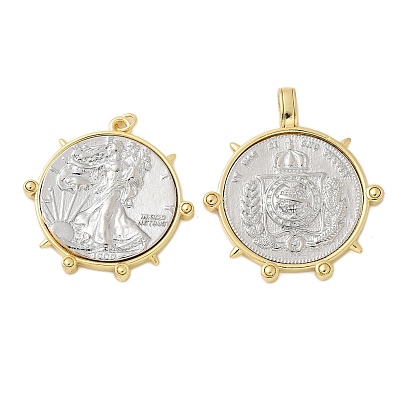 Латунные подвески, плоские круглые с монетой, стойки покрытие, без кадмия и без свинца, долговечный