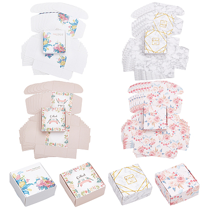 32Pcs 4 Colors Paper Candy Boxes, Bakery Box, Baby Shower Gift Box, Square