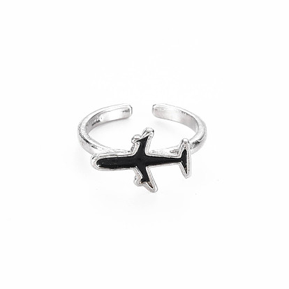 Men's Alloy Enamel Cuff Finger Rings, Open Rings, Cadmium Free & Lead Free, Platinum, Plane