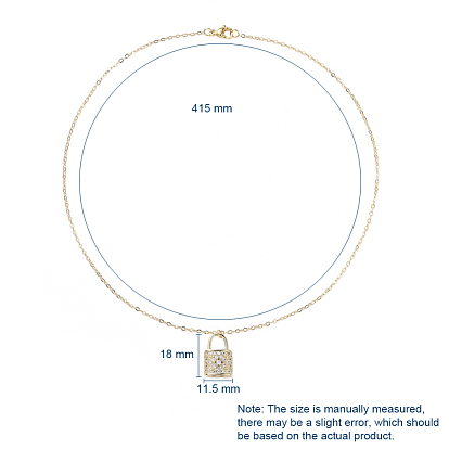 Brass Micro Pave Cubic Zirconia Pendant Necklace, with Brass Cable Chains, 304 Stainless Steel Lobster Claw Clasps and Cardboard Packing Box, Padlock