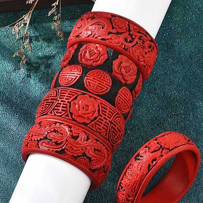 Браслеты из киновари в китайском стиле, резные лакированные браслеты для женщин