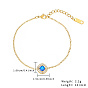 Rhombus Cubic Zirconia Link Bracelet, Golden Stainless Steels Cable Chains
