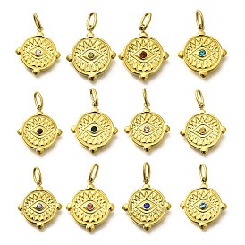 304 из нержавеющей стали горный хрусталь подвески, ионное покрытие (ip), плоские круглые и глазные подвески