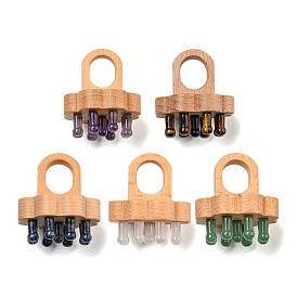 Массажер для кожи головы из натуральных драгоценных камней, гребешок для кожи головы с деревянной головкой, инструмент для расслабляющего массажа головы от стресса, цветка сливы