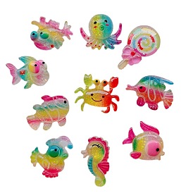 Кабошоны из смолы на тему морских организмов, красочный