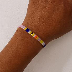 Богемные стеклянные бисерные браслеты на резинке для женщин, прямоугольные