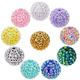 40шт 10 бусины со стразами в стиле смолы, с акриловыми круглыми бусинами внутри, для жевательной резинки ювелирных изделий