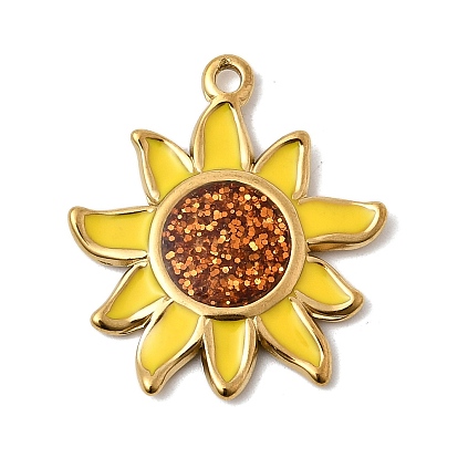 304 нержавеющей стальной эмали подвески, прелести подсолнуха, с блеском порошок, без свинца, без кадмии и без никеля