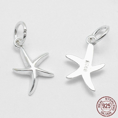 925 Sterling Silver Pendants, Starfish/Sea Stars, with 925 Stamp