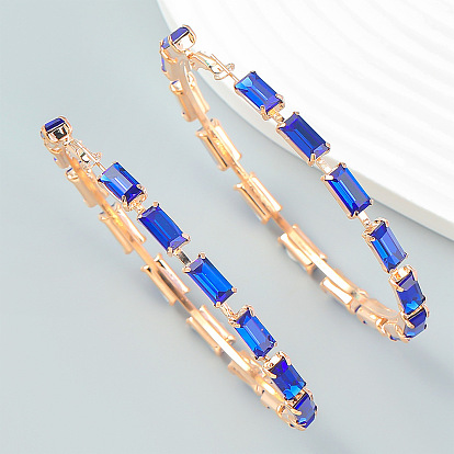 Sparkling Rhinestone Rectangle Earrings for Women - Glamorous Chain Design