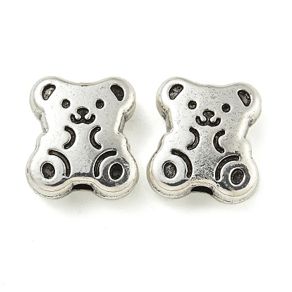 Сплавочные овальные бусины тибетского стиля , медведь