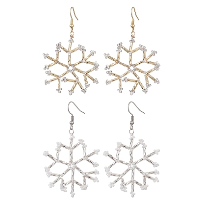 Стеклянные серьги-снежинки, с 304 нержавеющей стали серьги крючки