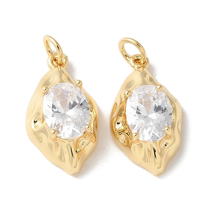 Латунные микропаве прозрачные подвески с фианитом, овальные амулеты, без кадмия и без свинца, долговечный, стойки покрытие, с целью перехода в кольце