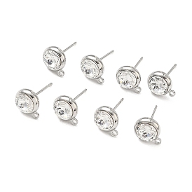 Shegrace Messing Strass flache runde Ohrstecker-Verschlüsse, Cadmiumfrei und Nickel frei und Bleifrei, mit Schleife