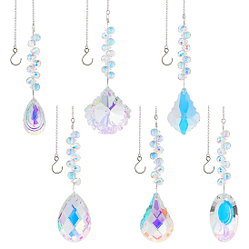 6шт. 6 стили каплевидные и овальные стеклянные подвесные ловцы солнца, с латунными цепями и крюком из нержавеющей стали