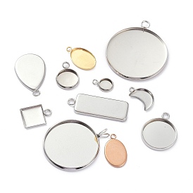 Stainless Steel Pendant Cabochon Settings, Blank Bezel Cup Trays, Random Shape