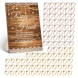 100шт. регулируемые кольца на палец из сплава со стразами, с 1шт. деревянными табличками и декоративными элементами