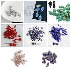 10Pcs Czech Glass Kite Beads, 2-Hole Bead