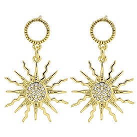 Серьги-гвоздики из прозрачной кубической цирконии в форме солнца, без свинца и без кадмия