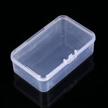 Transparent Plastic Box with Hinged Lid, for DIY Art Craft, Nail Diamonds, Bead Storage, Rectangle