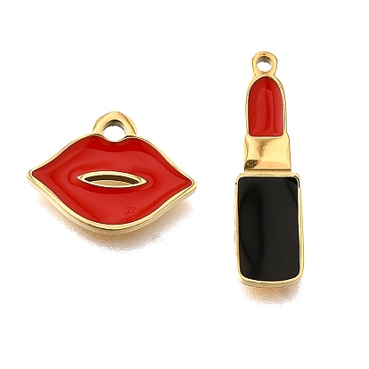 304 подвески из нержавеющей стали, с эмалью, помада/шармы для губ, золотые
