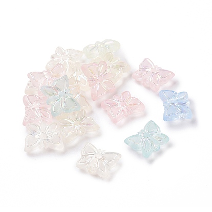 Transparent Frosted Acrylic Beads, AB Color Plated, Butterfly