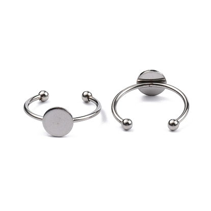 Stainless Steel Open Cuff Finger Ring Finding, Pad Ring Settings