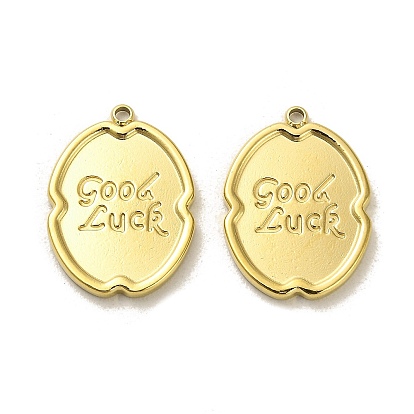 304 подвески из нержавеющей стали, овал с талисманом на удачу