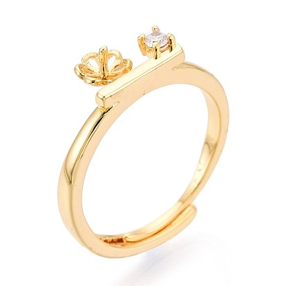 Закрепка для колец-штифтов из цветочной латуни с микропаве из кубического циркония, регулируемые настройки колец для полупросверленных бусин, без кадмия, без никеля и без свинца