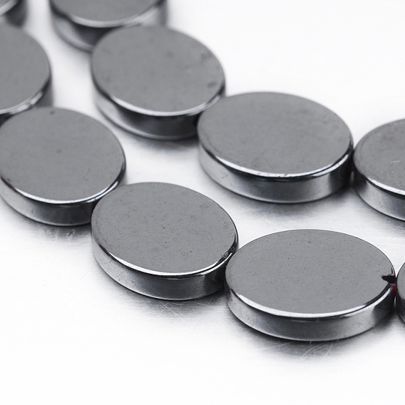 Non-magnetic Synthetic Hematite Beads Strands, Beads Strands, Flat Oval