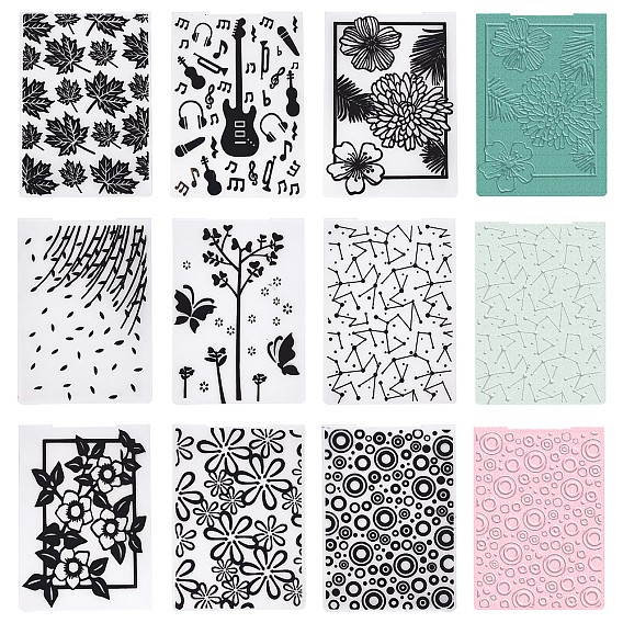  9Pcs 9 Patterns Plastic Fondant Stencil, Cake Baking Embossing Decoration Mold, Cake Fondant Stencil Templates, Crafts DIY Decoration Tools, Rectangle
