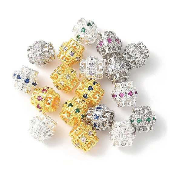 Латунные микро проложить Цирконий Европейский бисером, баррель, стойки покрытие, прочное покрытие, без кадмия и без свинца