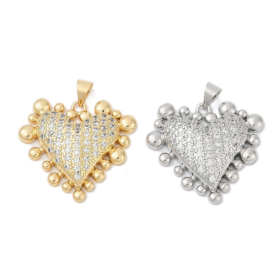 Латунные микро проложить кубического циркония подвески, без кадмия и без свинца, сердце прелести