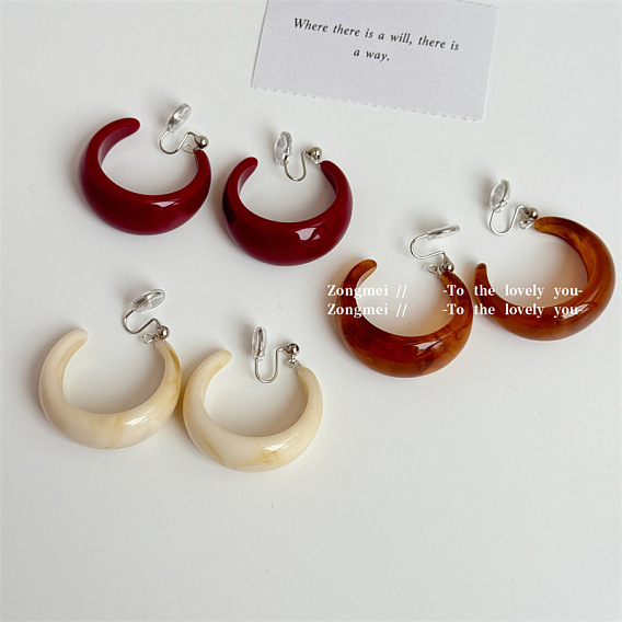 Серьги-клипсы из смолы, c-образный, платина