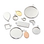 Ajustes pendientes de cabujón de acero inoxidable, bandejas para tazas con bisel en blanco, forma aleatoria