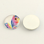 Feather Pattern Flatback Half Round Glass Dome Cabochons, for DIY Projects