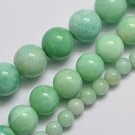 Malaisie naturelles perles de jade brins, amazonite d'imitation, ronde, teint