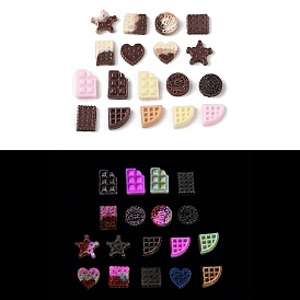 Кабошоны из светящейся смолы, имитация шоколада, светится в темноте, плоский круглый/квадрат/прямоугольник/треугольник/звезда/сердце