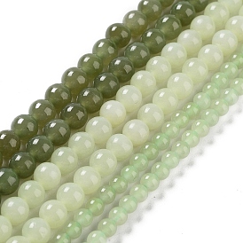 Natural Nephrite Jade/Hetian Jade Beads Strands, Round