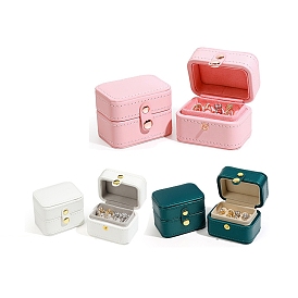4-Slot PU Leather Ring Organizer Storage Boxes, with Velvet Inside, Rectangle