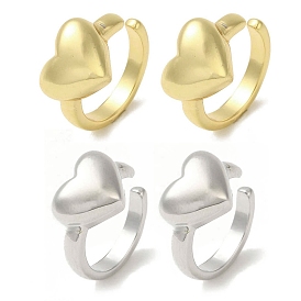 Rack Plating Brass Heart Cuff Earrings, Cadmium Free & Lead Free, Long-Lasting Plated