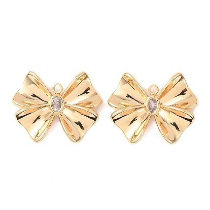 Латунные микро проложить кубический цирконий подвеска, бантом прелести, без никеля , реальный 18 k позолоченный