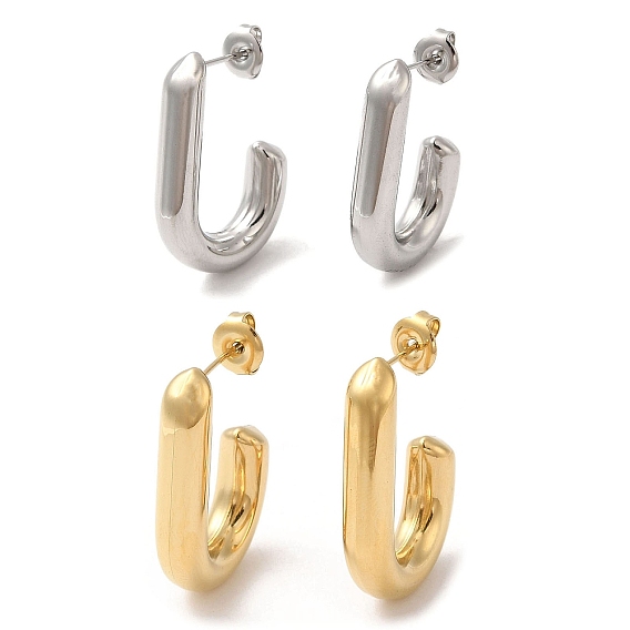 304 овальные серьги-гвоздики из нержавеющей стали, серьги-кольца