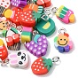 20Pcs 10 Style Handmade Polymer Clay Charms, with Iron Findings, Platinum, Mixed Shape