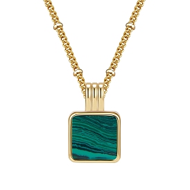 SHEGRACE Brass Pendant Necklaces, with Cable Chains, Square