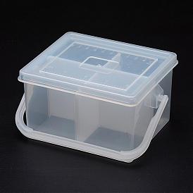 Polypropylene Plastic Bead Storage Containers, Removable, 4 Compartments, Rectangle, Portable