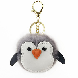 Cute Penguin Fur Ball Keychain Pendant Cartoon Penguin Keyring Bag Charm