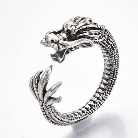 Регулируемые кольца манжеты из сплава тибетского стиля, открытые кольца, дракон