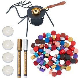 CRASPIRE Fire Wax Seal Wax Sealing Stamps Tool Kits, include Black Color Deer Iron Wax Furnace, Spoon, Wax Particles, Paints Pens, for Scrapbooking